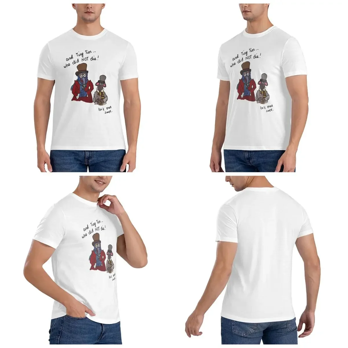 و Tiny Tim Who لم يموت Muppet عيد الميلاد كارول الرجال تي شيرت الرجال الجولة الرقبة القطن TeesShort رجل وامرأة الجرافيك تي شيرت #2