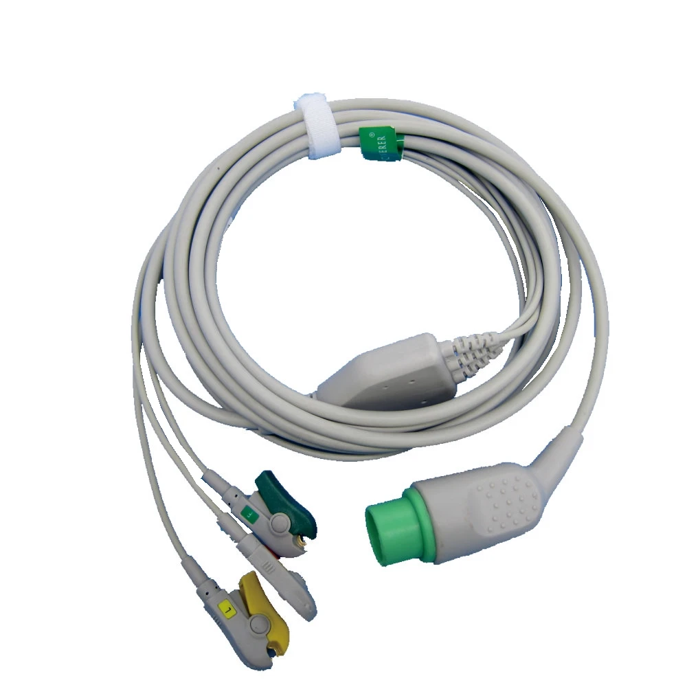 one piece ECG cable with 5 snap lead wires For schier argus LCM plus patient monitor