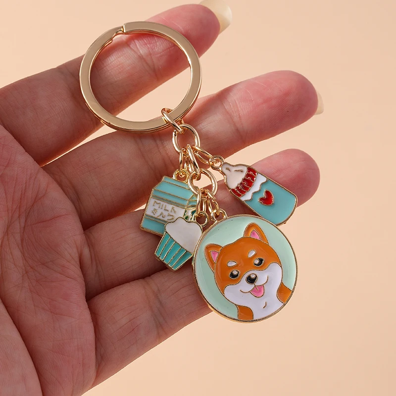 Aihua لطيف المينا القلب جرو الكلب المفاتيح للنساء الفتيات BFF أفضل الأصدقاء حقيبة يد قلادة هدايا عيد ميلاد مجوهرات