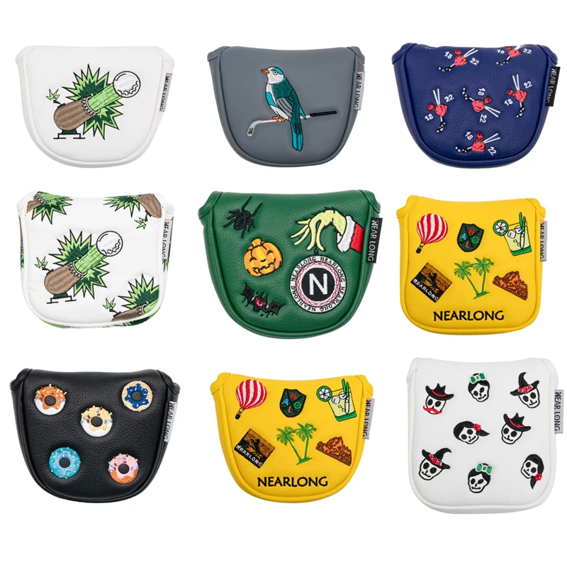 Golf Putter Head Cover Magnetic Closure Square & Semi-Circular Cover PU Waterproof Internal Thickened Plush Lining Magnetic Cap