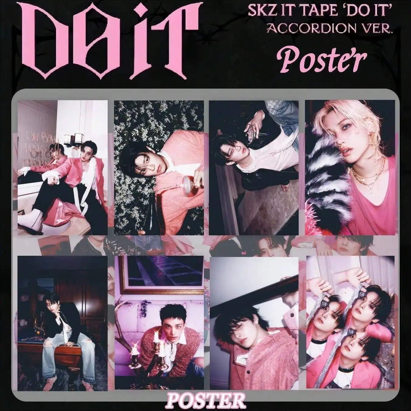 

Stray Kids 'DO IT' Self-Adhesive Wall Poster, SKZ IT TAPE Accordion Version Kpop Print,STAY Fan Art Decor for K-Pop Enthusiasts