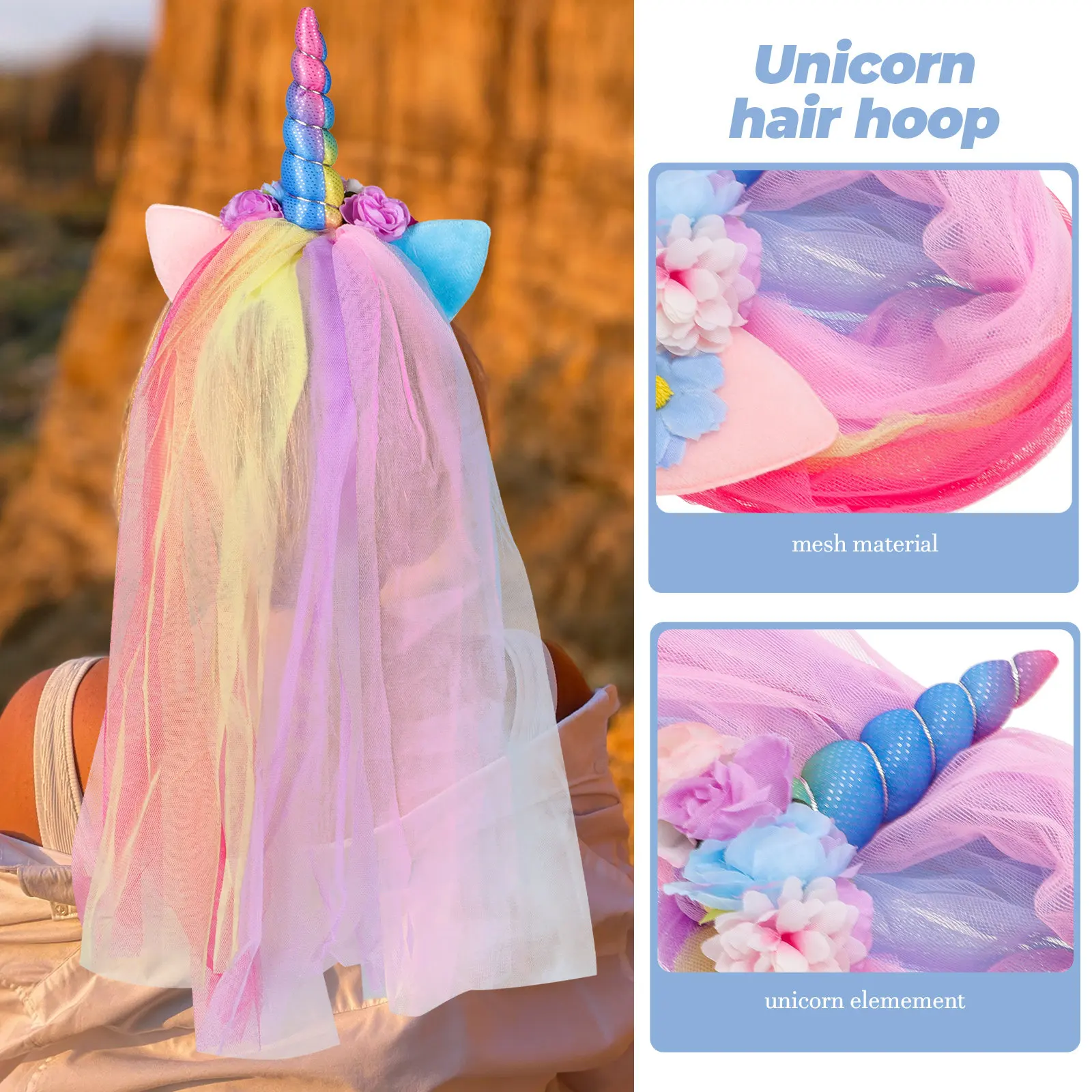 Unicorn Hair Hoop for Women – Non-Slip Comfortable Headband, Soft Premium Material, Birthday Holiday Party Gift
