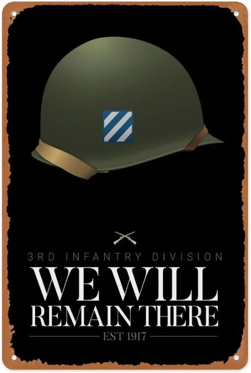 Funny Metal Sign - 3rd Infantry Division Military Headgear - 8x12 Inch Wall Art for Home Bar Decor