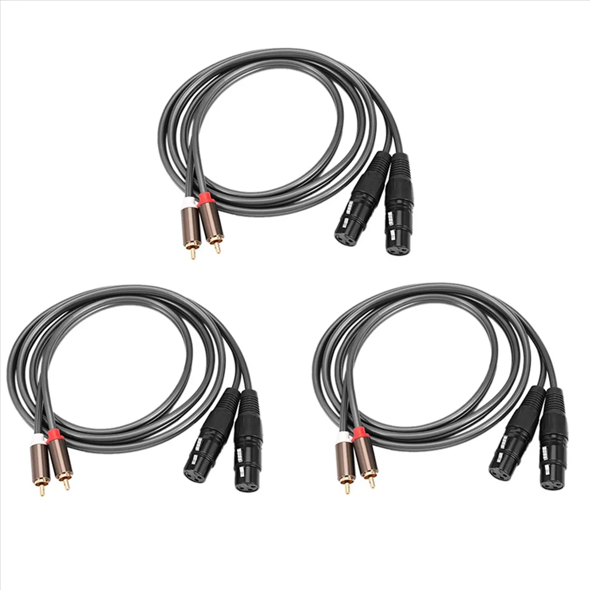 AABFK 3X Dual Female Xlr to RCA Cable,Heavy Duty 2 Xlr Female to 2 RCA Male Patch Cable Hifi Stereo Audio Connection Cable