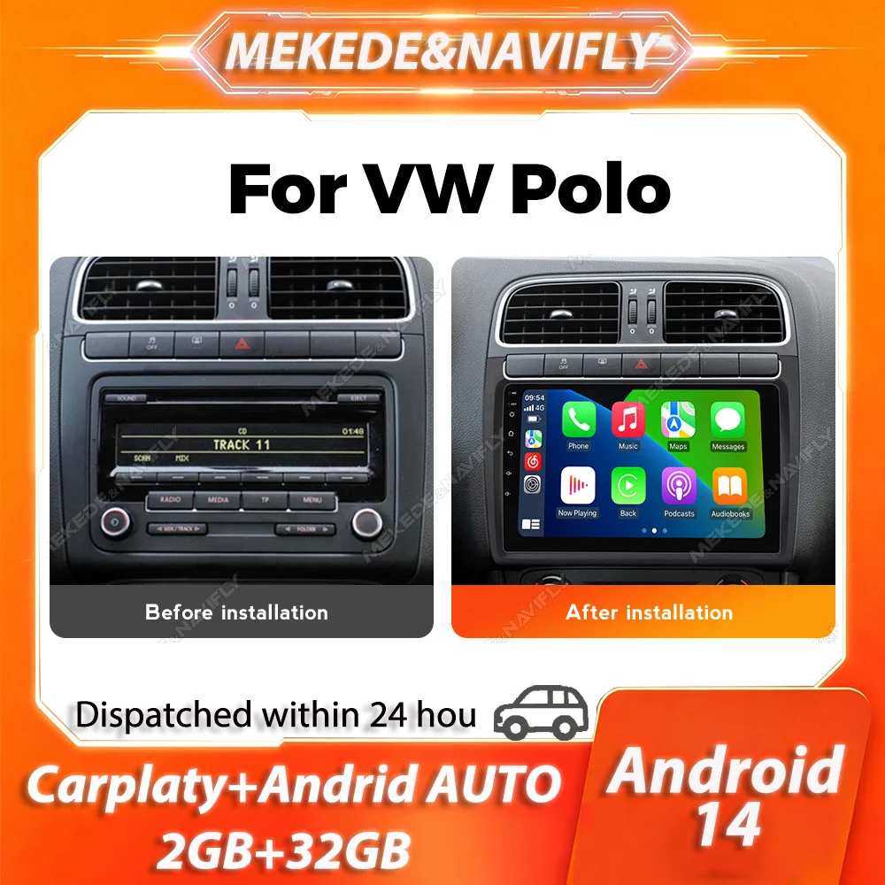

Android 14 Intelligent car audio system Car radio For Volkswagen VW polo sedan 2008-2018 2 Din Carplay GPS Stereo DVD Head Unit