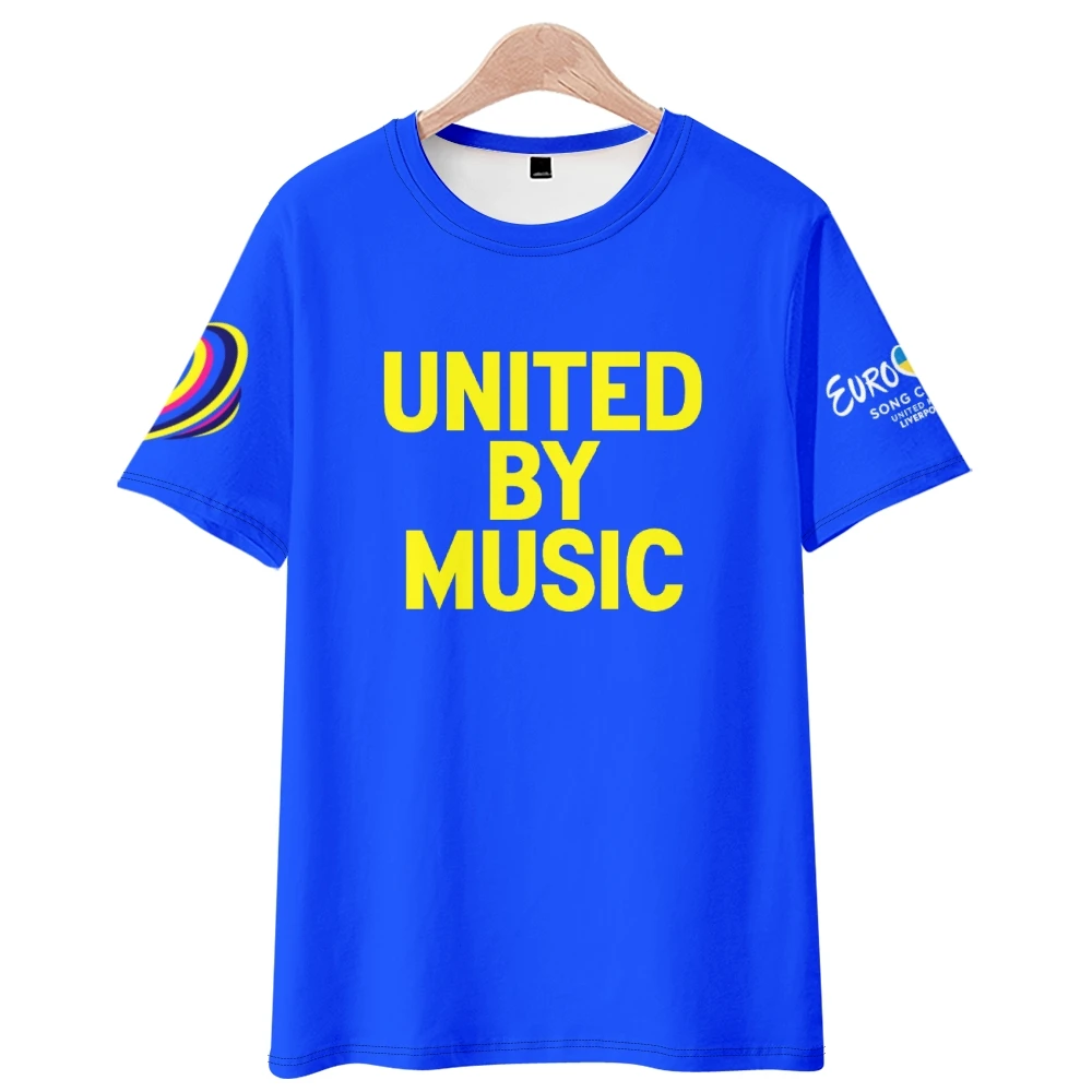 

Eurovision T-Shirt United By Music Eurovision Song Contest Crewneck Short Sleeve Tee Men Women's Tshirt Fashion Clothes