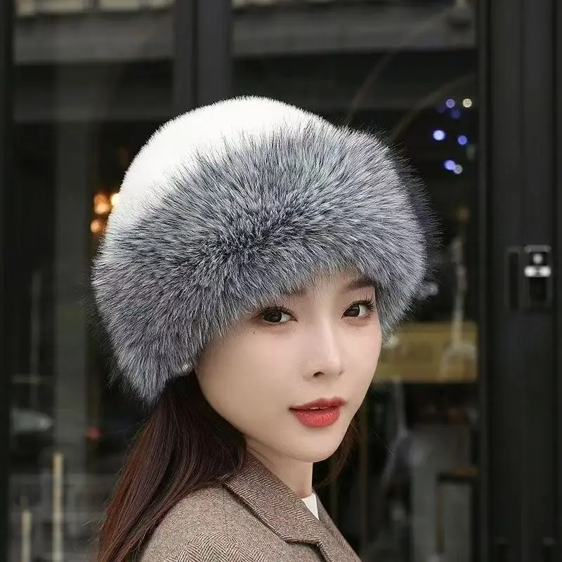 New Velvet and Thickened Fisherman Hat for Women Fashionable Plush Ear Protect Hat Winter Ski Hat Brimless Cap Windproof