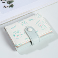 Vintage 3 Folds Mini Money Coin Purse Multi-slot Cute Kitten Dog Credit Card Holoder PU Leather Wallet Money Bag