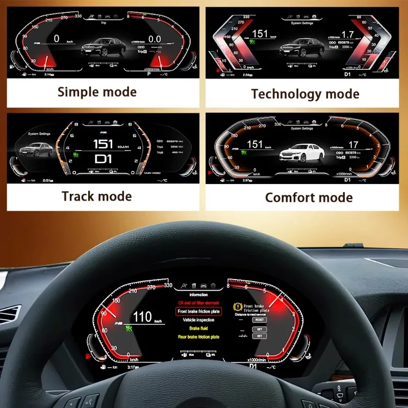 Digital Instrument Cluster for  X5 E70 X6 E71 2006-2013 CCC CIC Odometer HUD Instrument Cluster Speedometer Cluster 12.3''