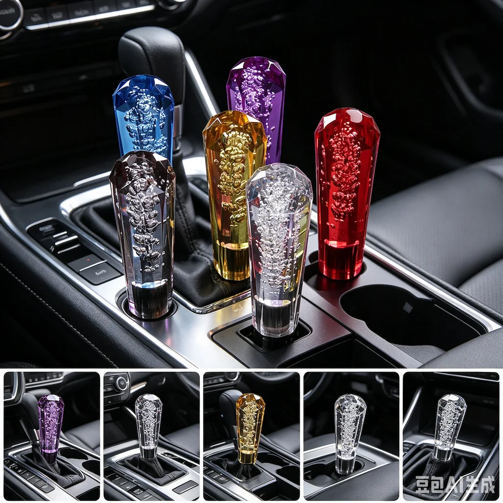 15cm Car Shining Stitching Multicolor Gear Shift Knob Crystal Bubble Colorful Shifter Lever AT MT 5 Colors