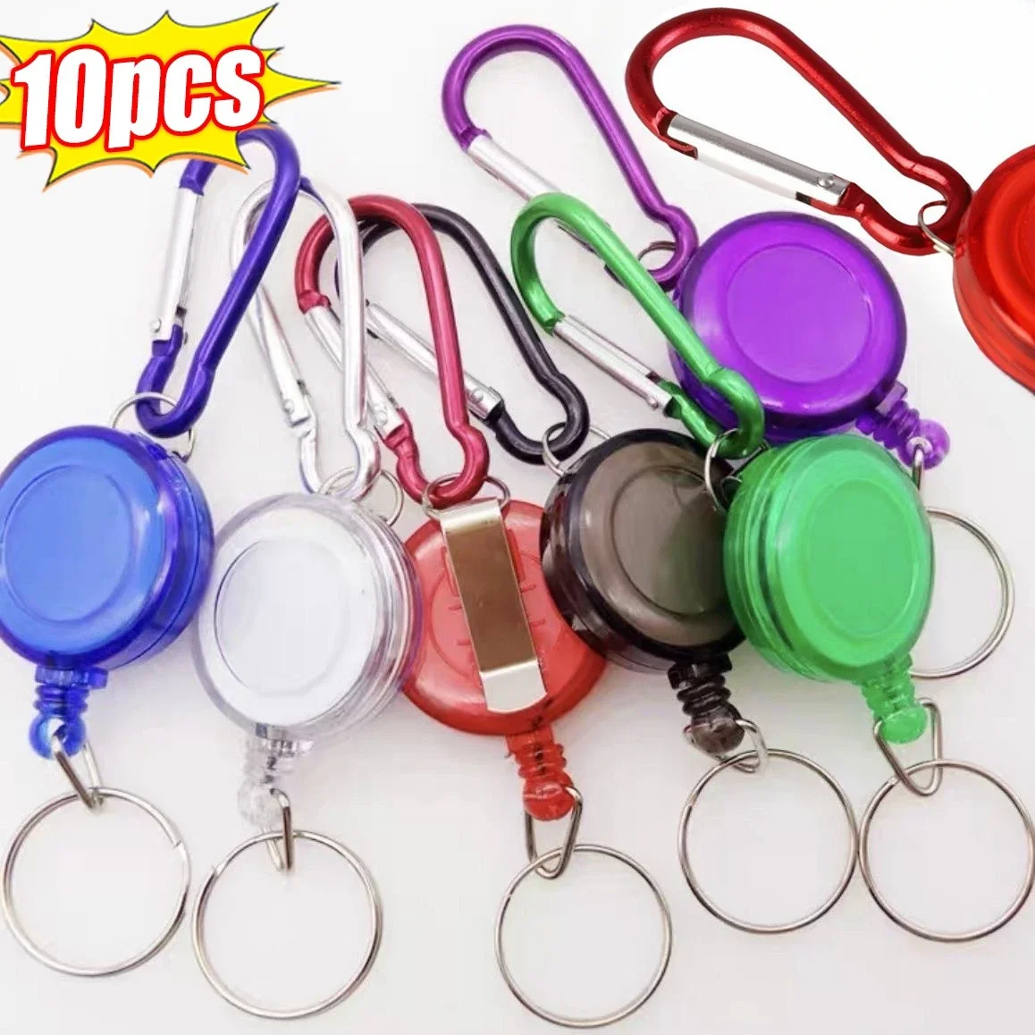 1/10pcs Multifunctional Multi-color Roll Retractable Keychain Brooch Rope Bag Recoil ID Card Holder Keyring Key Chain Steel Cord