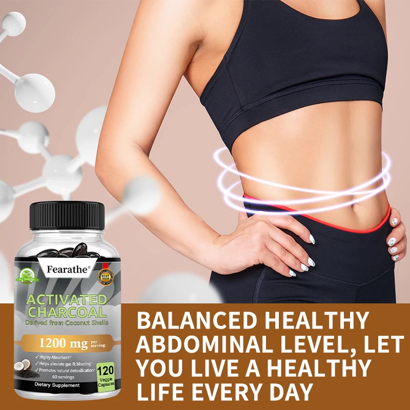 Biologische kokosnoot geactiveerde houtskool - Helpt de spijsvertering te bevorderen, ontgifting en smering om de normale darmfunctie te bevorderen