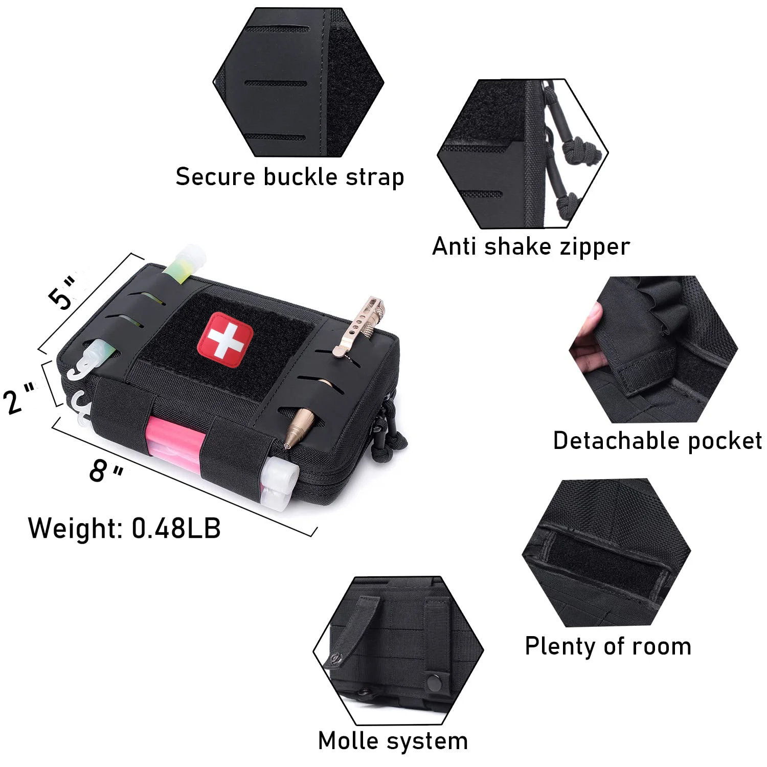 1000D Molle IFAK Tasche Erste-Hilfe-Set Tasche Taktische Admin EDC Gear Utility Pouch Hüfttaschen für kleines Werkzeug horizontal