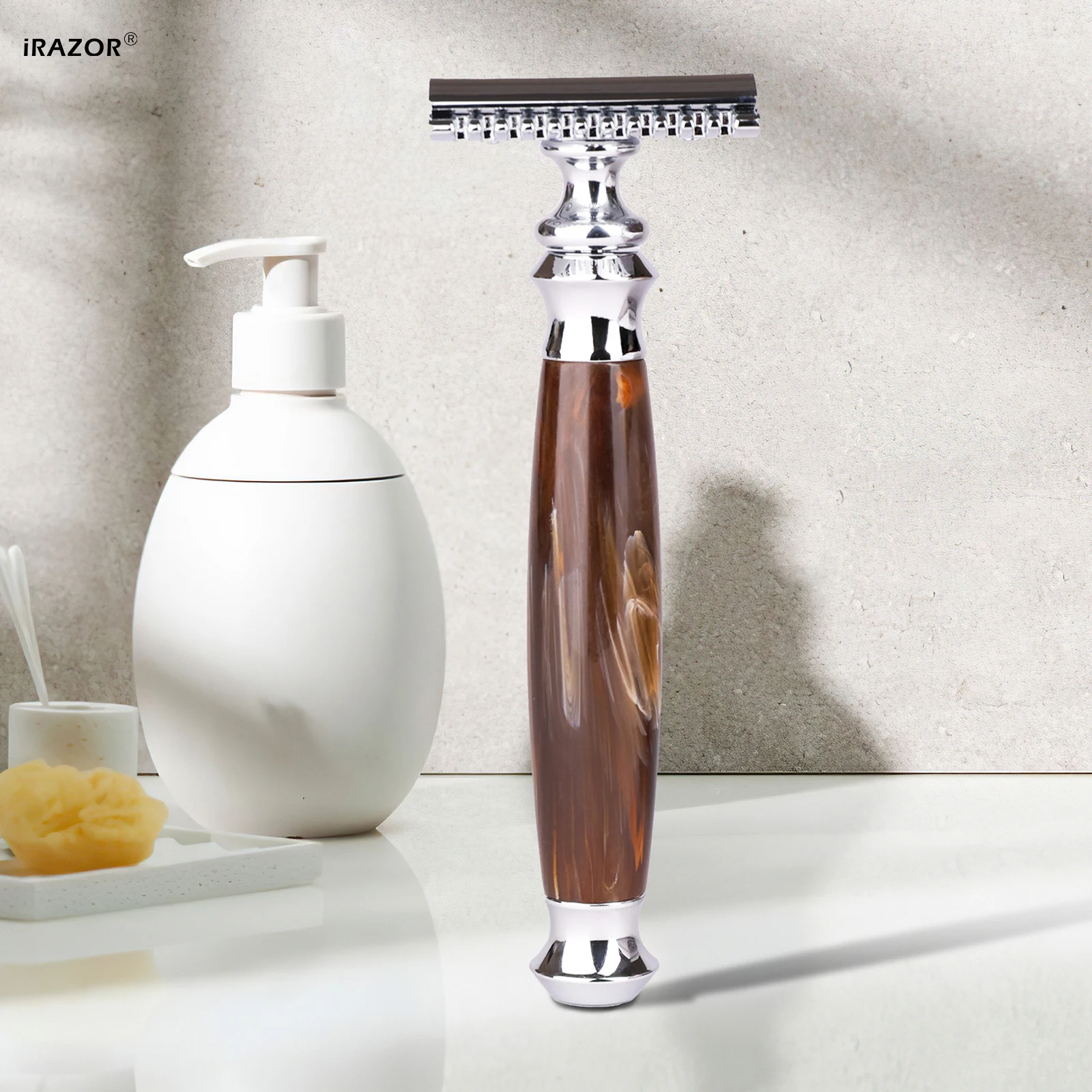 ماكينة حلاقة آمنة كلاسيكية مزدوجة الحواف من iRAZOR للرجال مع 10 شفرات ممتازة ومقبض مريح من الراتنج الأكريليك مجموعة هدايا أدوات الحلاقة #3
