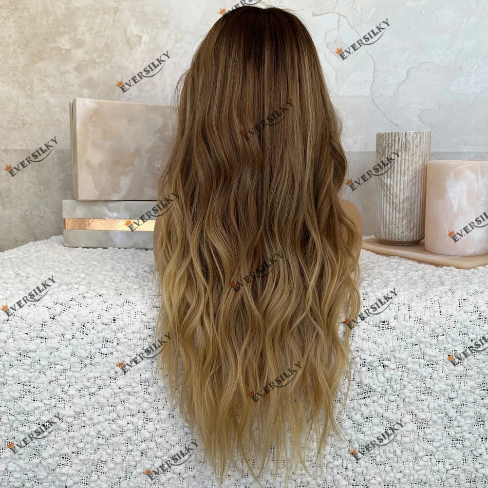 Human Hair Loose Wave 3Tones Ombre Natural Blonde 360 Lace Frontal Wig 180 Density Remy Hair Side Part Indian Hair Women Wigs