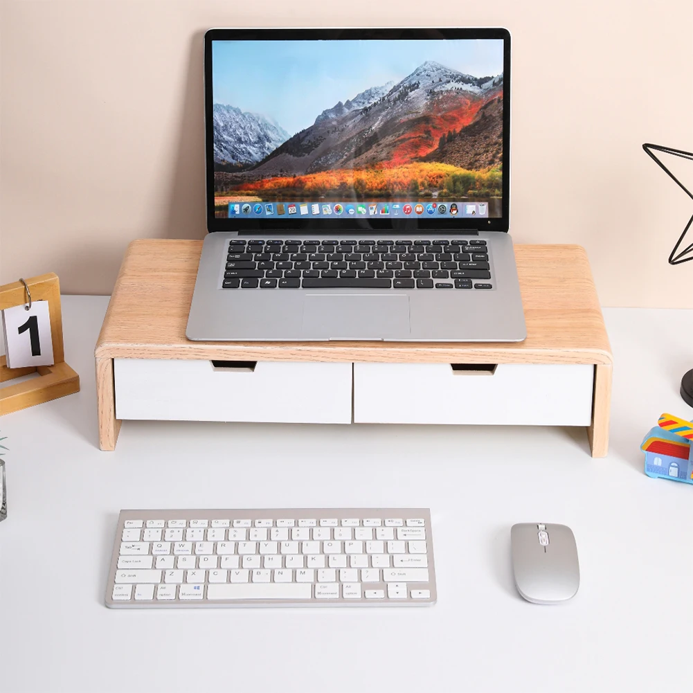 شاشة كمبيوتر خشبية، قاعدة مراقبة مرتفعة، حامل مكتبي، حامل كمبيوتر محمول، حامل شاشة الكمبيوتر، حامل لوحة مفاتيح الكمبيوتر المحمول