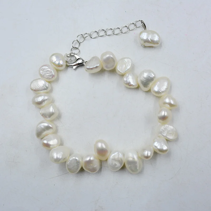 7MM -10MM White, gray，black natural pearl bracelet, give friends the best gift 8\