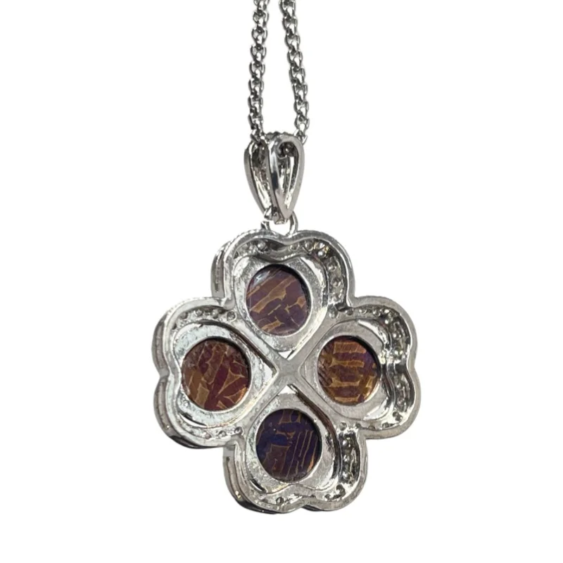 Collector Grade Muonionalusta Meteorite Four Leaf Clover Pendant  Premium Swedish Cosmic Jewelry LK406