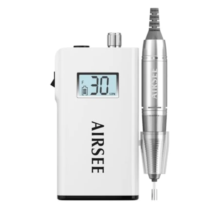 

Portable Rechargeable 30000RPM Electric Nail Drill for Acrylic Natural Gel Nails Polish Cuticle Removal White High Speed Cordle