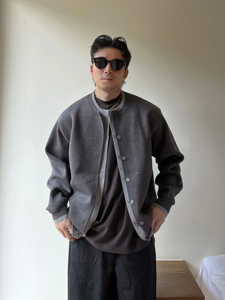 

Мужской вязаный кардиган свободного кроя в стиле американского ретро, универсальный, модный, базовый, для осени и зимы...