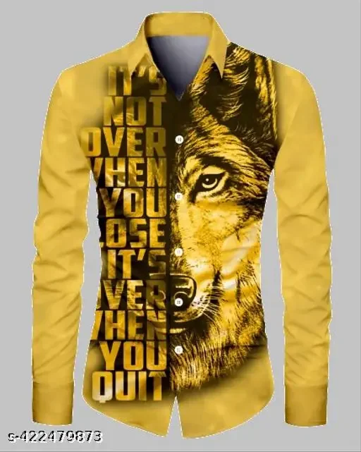 Men's Animal Wolf Fierce Pattern Shirt 3D Casual Printing Long Sleeve Shirt Men's Casual Fashion Hip-hop Unisex Clothing