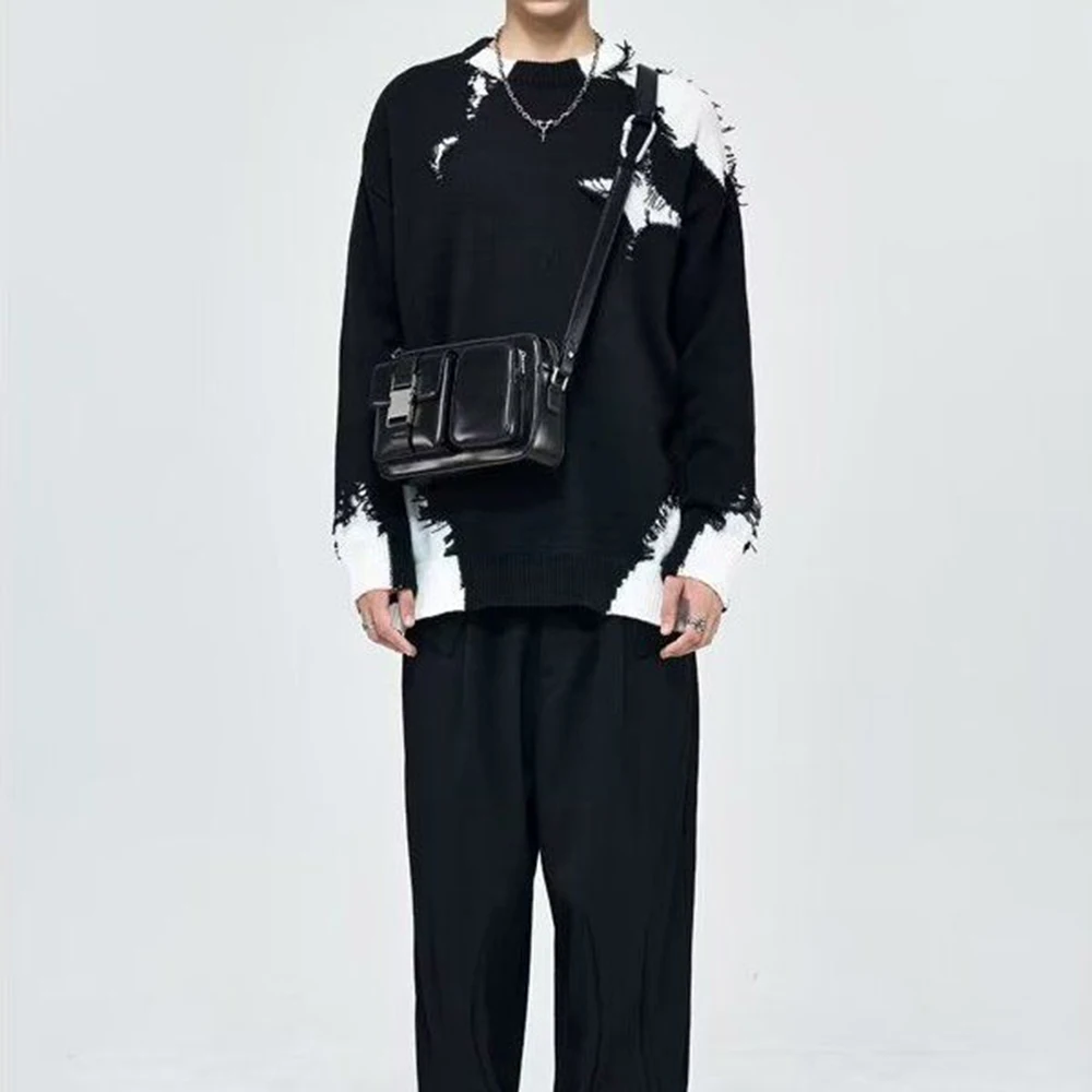 

2025 Winter New Men's Irregular Long-Sleeve Sweater American Retro Fashion Trendy High Street Loose Casual Niche Men's Top