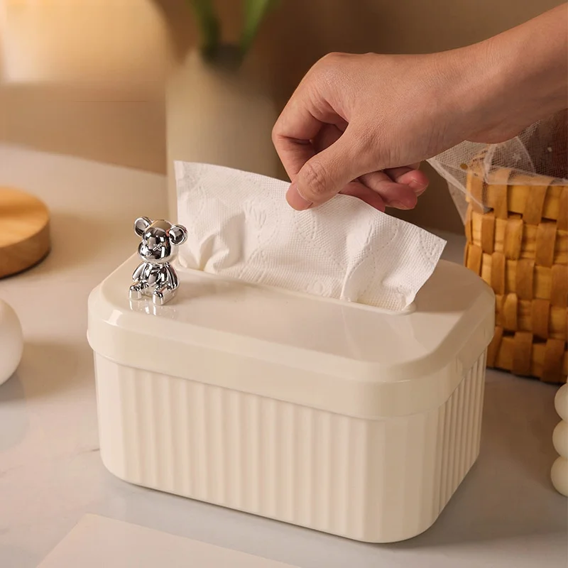高級住宅リビングルーム用プラスチックティッシュボックス引き出し、創造的な高級感のある収納ナプキンボックス、シンプルなスタイルの装飾要素