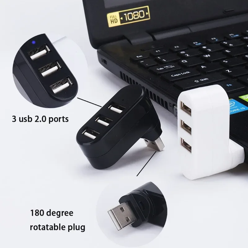 

Беспроводной адаптер-концентратор USB 2.0 3 в 1 для ноутбука, ноутбука, 3 порта, USB-сплиттер, мини-U-диск, устройство для чтения ПК, компьютерные аксессуары
