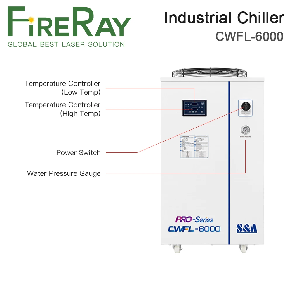 FireRay S&A CWFL-6000EN & CWFL-6000FN Industrial Water Chillers 380V 50Hz 60Hz for For 6000W Fiber Laser Cutting Machine