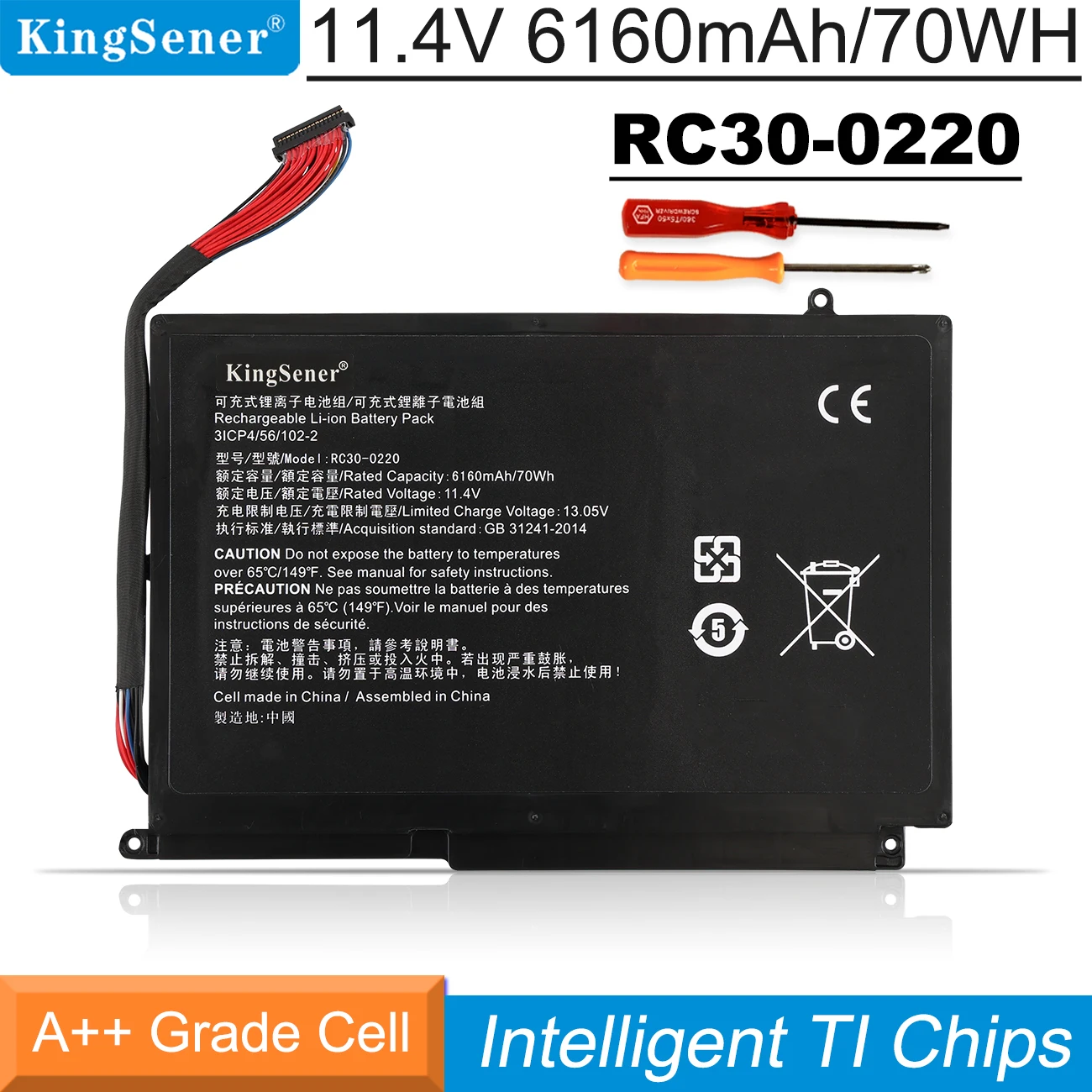 

KingSener RC30-0220 RZ09-0220 Battery For Razer Blade Pro 17 GTX 1060 RTX 2060 RTX 2070 RTX 2080 RZ09-02202E75-R3U1 11.4V 75WH