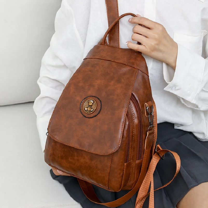 2025 New Women's Fashion Luxury High Quality Leather Backpacks Vintage Casual Large Capacity Shoulder Bags Totes Crossbody Bag