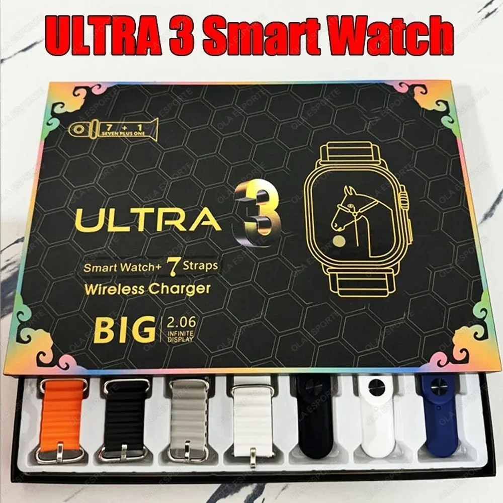 Nuevo Reloj inteligente Watch10 Ultra 3 nuevo 7 correas de Reloj Amoled monitoreo Circular Reloj inteligente Reloj de pulsera ﻿ Reloj Inteligente Hombres Mujeres