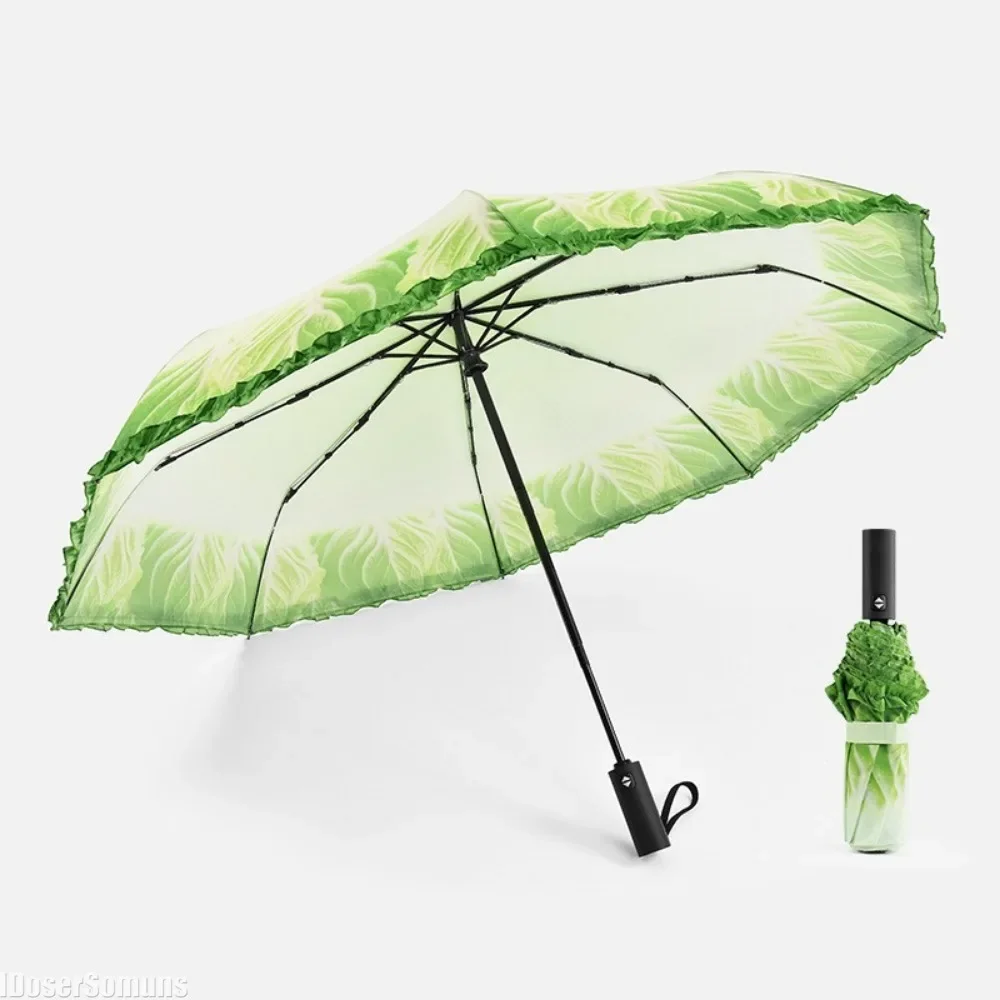 Lettuce Folding Sunny and Rainy Umbrella Creative Cabbage Umbrellas UV Protection Beach Funny Vegetable Umbrella Parasol Gifts