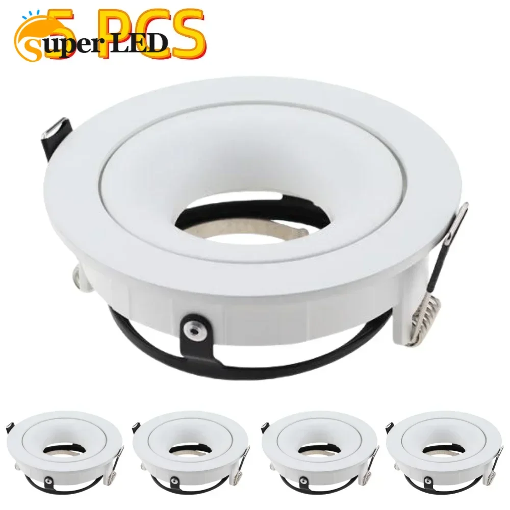 

5pcs Recessed Round LED Ceiling Downlight Mounting Frame Adjustable Black/White GU10/MR16 Lamp Holder Backet Lighting Fitting