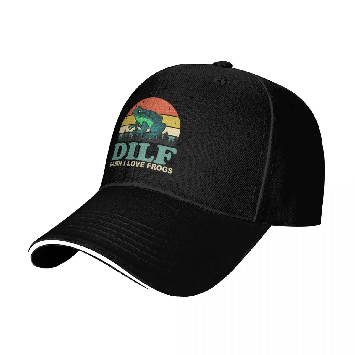 DILF Damn I Love Frogs Baseball Cap Snapback Flat Bill Strapback Dad Hat Six Panel Structured Crown