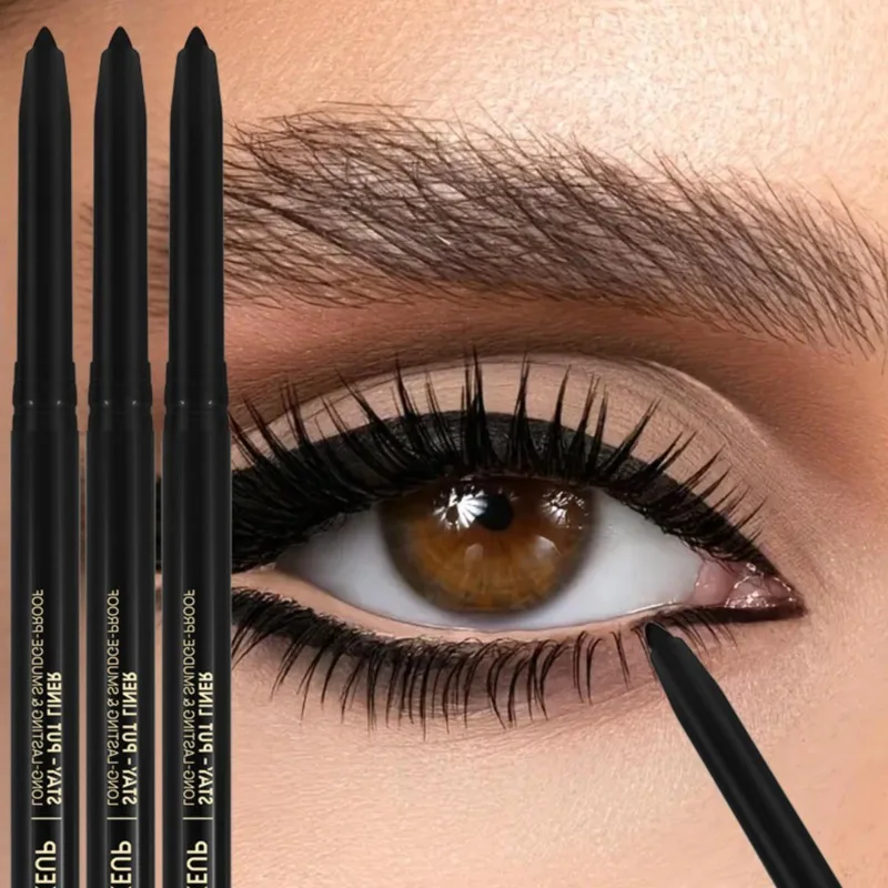 3-delige eyelinerpen, zwart, waterdicht en zweetbestendig, niet gemakkelijk uit te smeren, beginnersvriendelijk, oogcosmetica