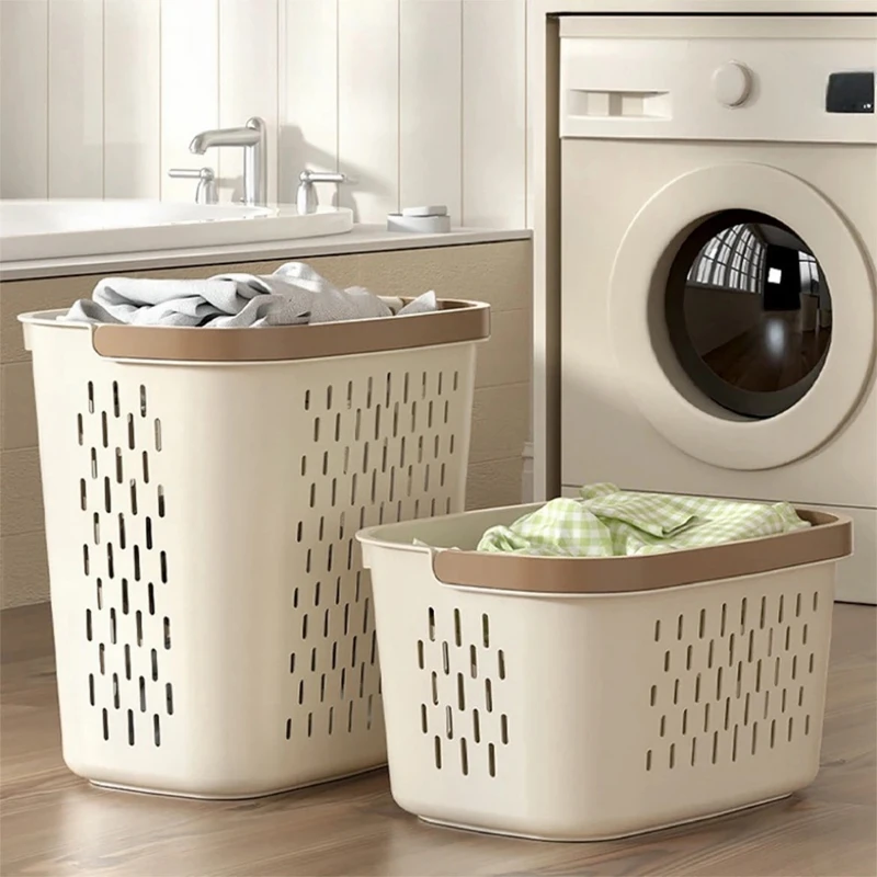 

С ручкой для домашнего общежития, 2 шт., большая вместительная корзина для белья, дышащая корзина для хранения грязной одежды, выдолбленное ведро для белья