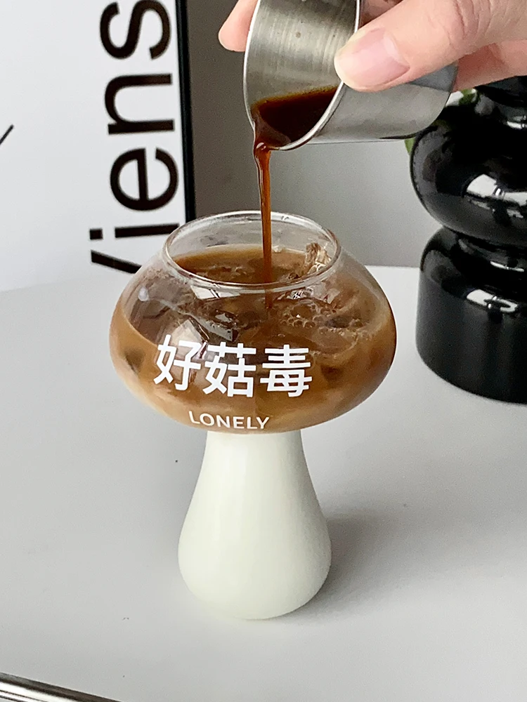 Heat-Resistant Glass Cup Creative Mushroom Shape Funny Personality Trendy Cute Drink Coffee Drinking Ins Style Round Household