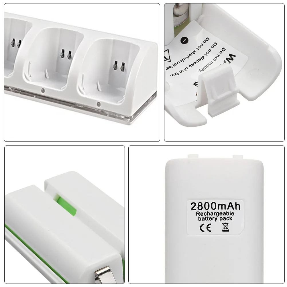 

1Set White Blue Light 4 Slot Charging Station with USB Interface Compact Travel for Aa Aaa Batteries