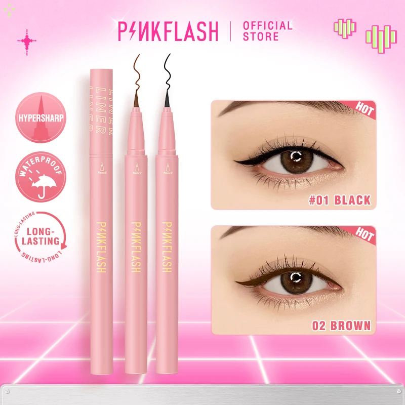 PINKFLASH Liquid Black Eyeliner Waterproof Quick-drying Long-lasting Matte Eye Liner Pen Tools Makeup Cosmetics for Women