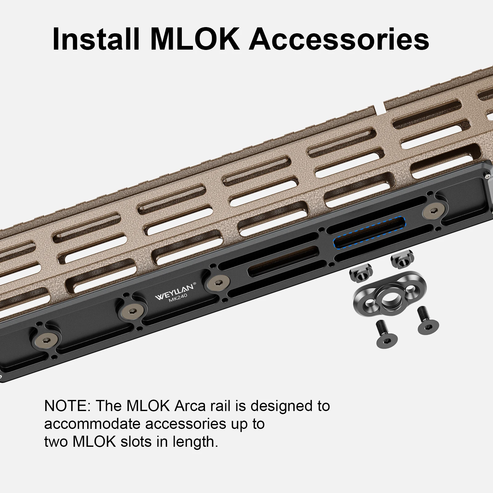 Mlok arca ferroviário arca trilho de cauda de andorinha tripé montagem placa liberação rápida mlok para trilho picatinny weyllan mk240 padrão ocupar 6 slots