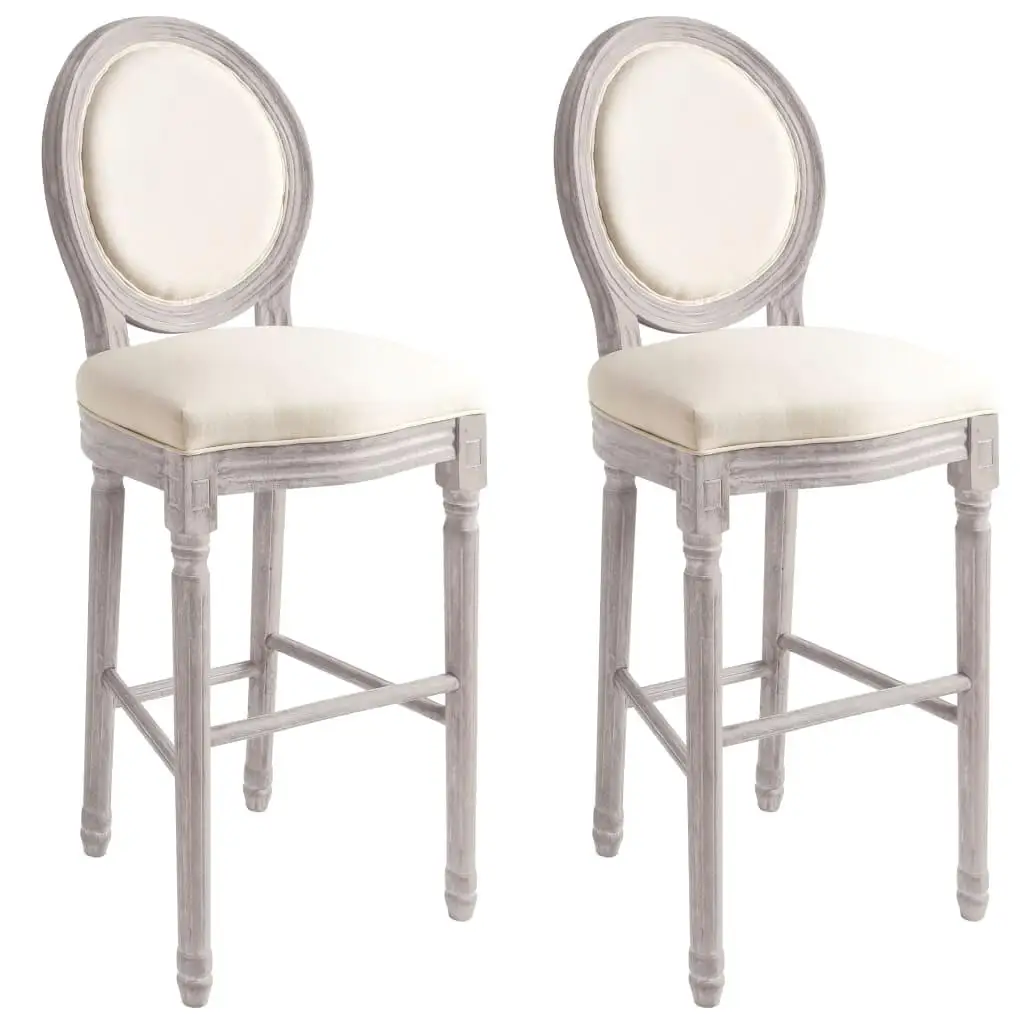 

Set of 2 White Linen Bar Stools - Stylish & Comfortable Kitchen Seating