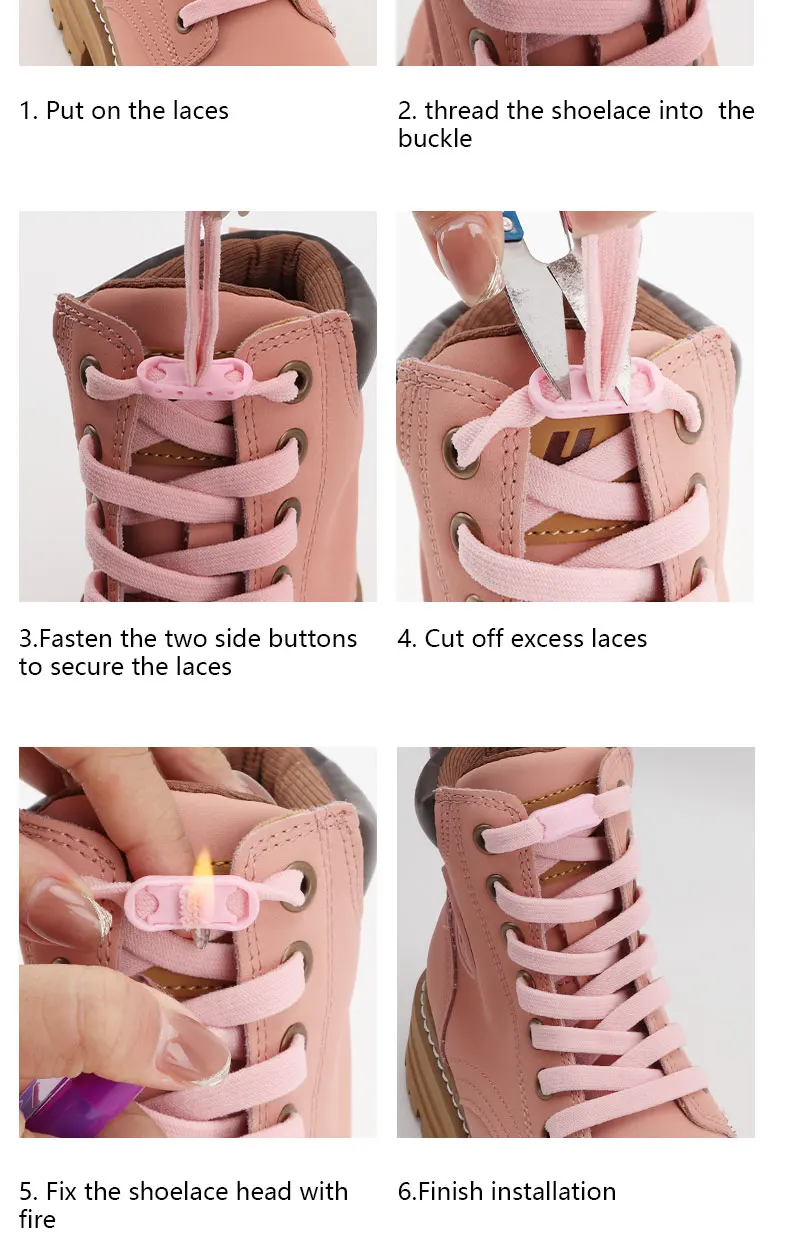 Elastische flache Schnürsenkel ohne Krawatte für Kinder und Erwachsene, verstellbare, gebundenlose Schnürsenkel ohne Krawatten, Schnürsenkel für Sneakers, Stretch-Schnürsenkel – Detail 8