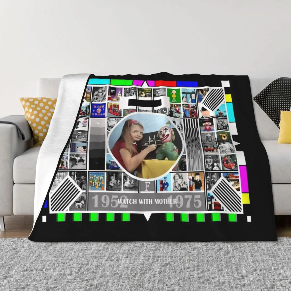 

British Test Card 1952 - 1975 Watch With Mother Pop Art V1 Throw Blanket Bed Fashionable Soft Big Flannel Beautifuls Blankets