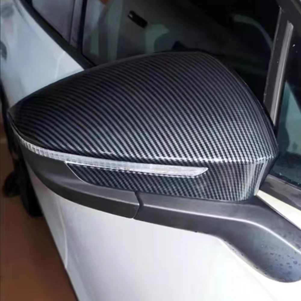 Car Mirror Cover for Volkswagen VW Tiguan R-Line 2024~2026 Cap Wing Carbon Fiber Black Chrome Trim Shell Sticker Part Accessorie