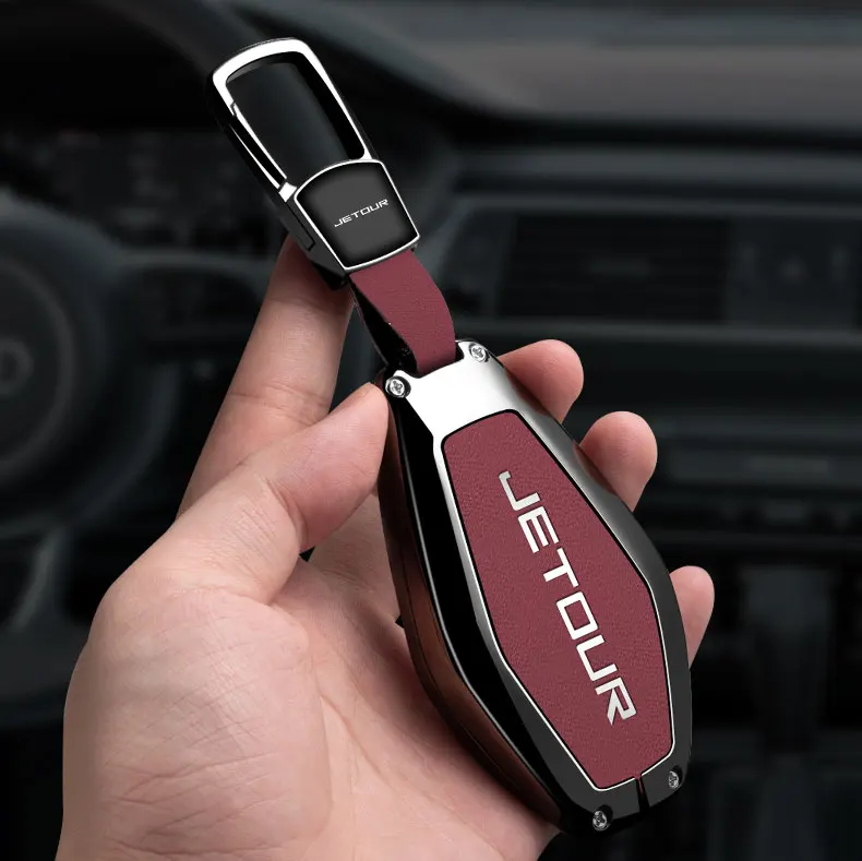 Leder-Autoschlüsselhülle für Chery JETOUR X90 X70 X95 Plus X70m X70plus Auto Smart Remote Schlüsselanhänger Schutzhülle Metall – Detail 12