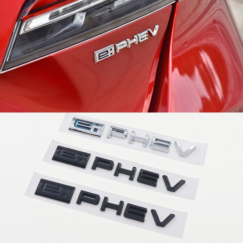 1PC 3D ABS E: PHEV Car Logo Sticker Tail Bumper Badge Auto Rear Trunk Emblem Decals Styling Accessories BT