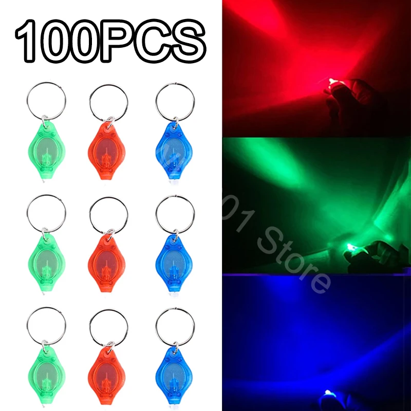 100PCS Mini LED Keychain Lights UV Flashlight UV Light Pocket-sized Emergency Light Mini Torch Black Light Keychain Flashlights