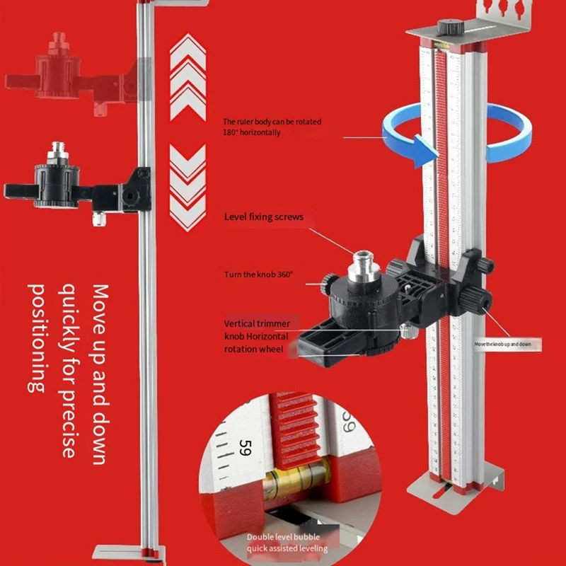 B62B Multi-Function Laser Level Wall Mount Bracket, 40cm Adjustable Level Holder for Alignment Tool