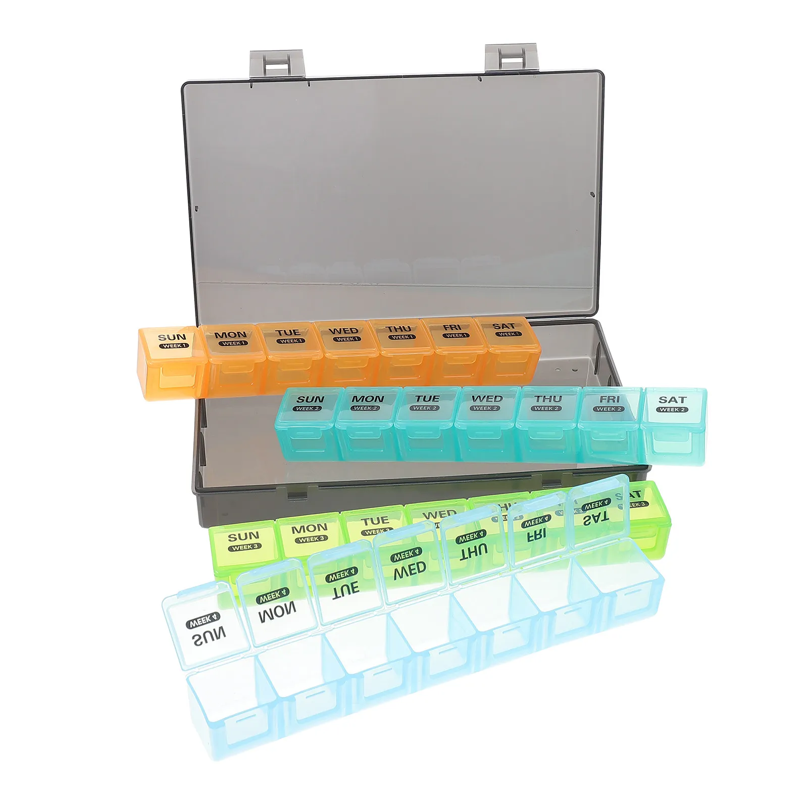 

1Set Portable Multi-Grid Medicine Organizer Weekly Storage Box Large Capacity Pills Dispenser Convenient for Travel and Outdoors